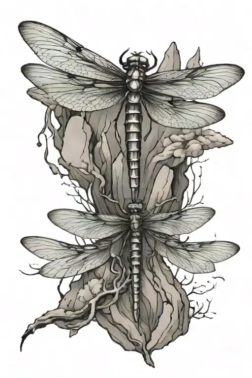 Dragonfly Mountain Cross Tattoo Design Inspired