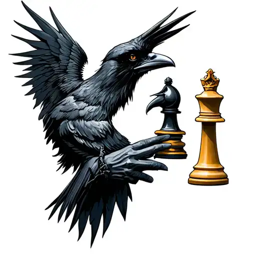 Raven Holding King Chess Piece