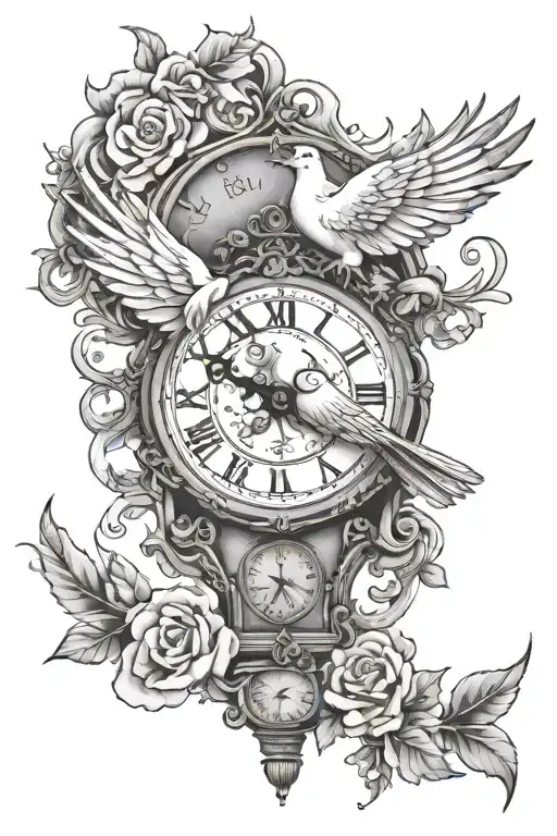 Dove At The Top Clock Below