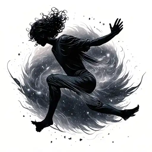 Person Falling And Fading Into Galaxy