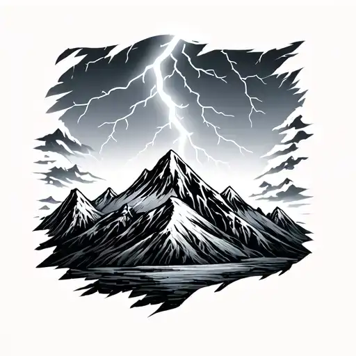 Lightning Striking Mountain