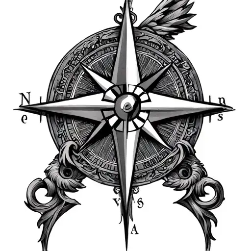 Cross With Compass Rose Made