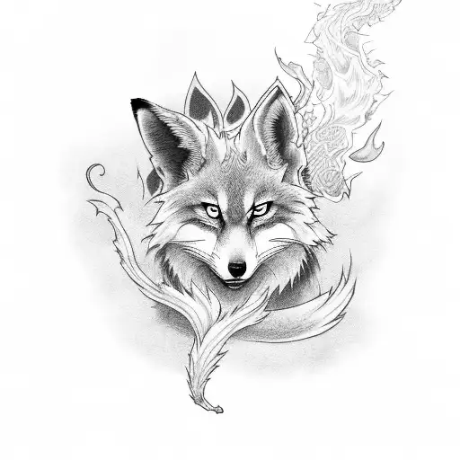 Kitsune With Smoke And Fire