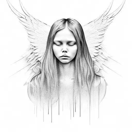 An Angel Shedding Tears Made Of Music Notes In Black-grey Style