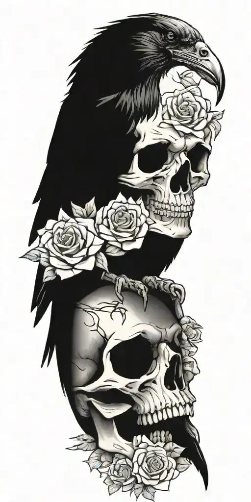 A Raven A Skeleton Roses
