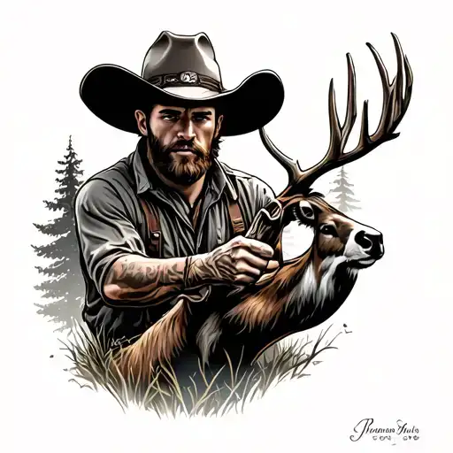 Country Western Hunting Scene With Forest