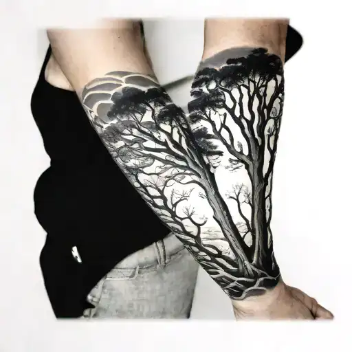 Trees Water Scrolls Sleeve