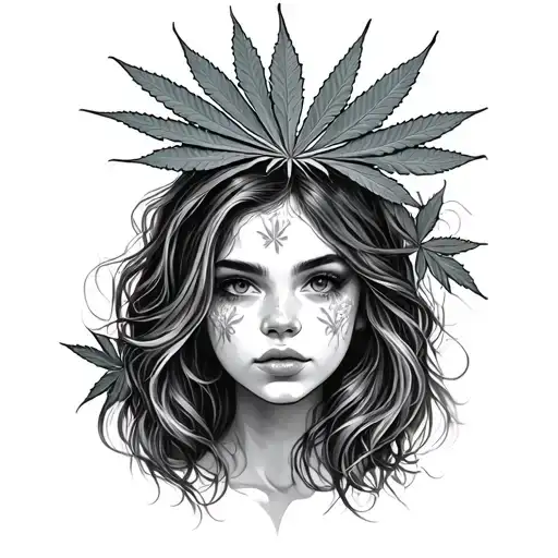 Cannabis Leaf Face Girl