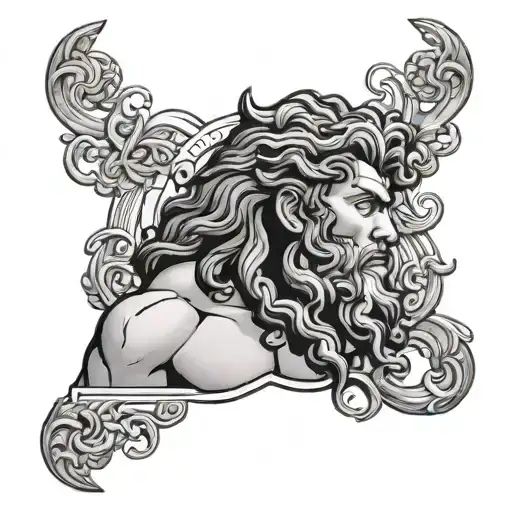 Hercules Slaying Medusa Head Tattoo Holding