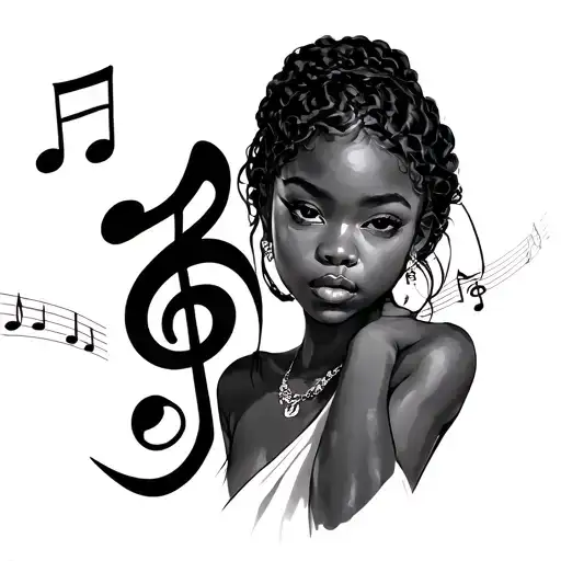 Black Girl With Kanji Writing Musical Notes