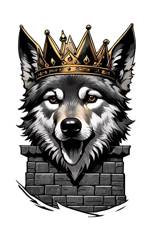Wolf Pup With A Crown In A Tower
