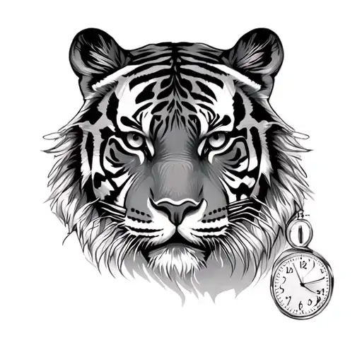 Tiger Face With Time Piece