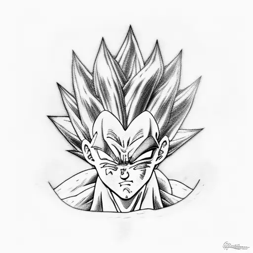 Artistic Depiction Of Vegeta In Black-grey Style