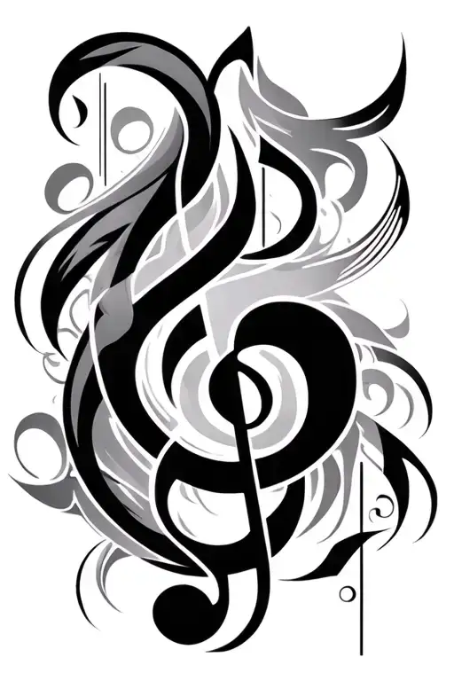 Tribal And Music Notes Intertwined