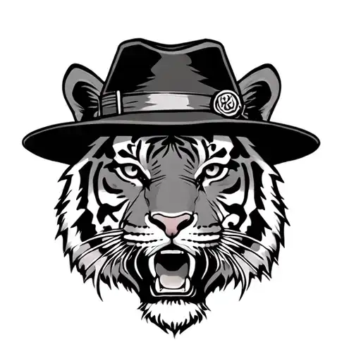 Tiger Head With A Hat On