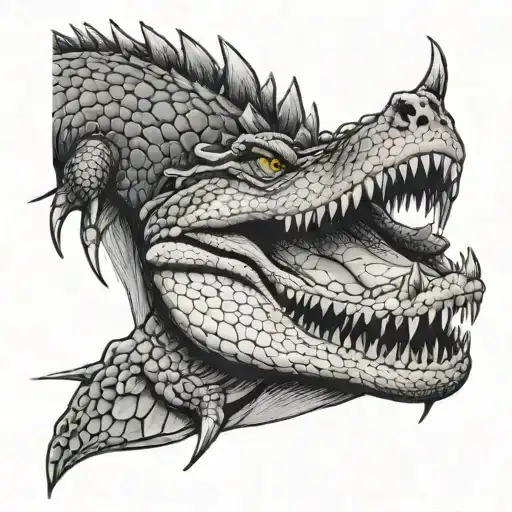 Crocodile Eating A Snake