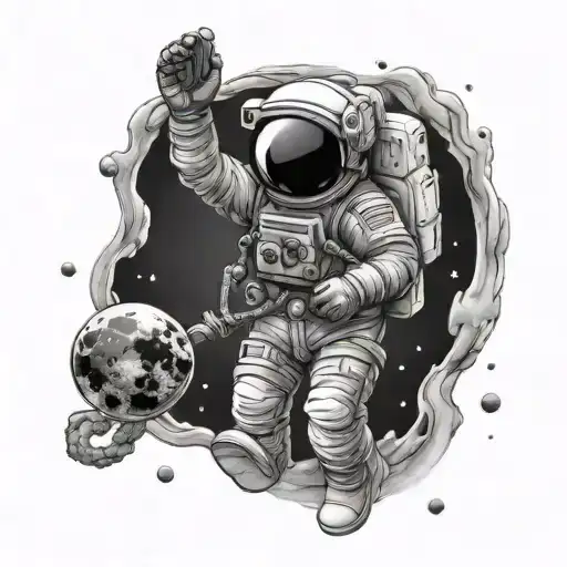 Baller Astronaut On Moon