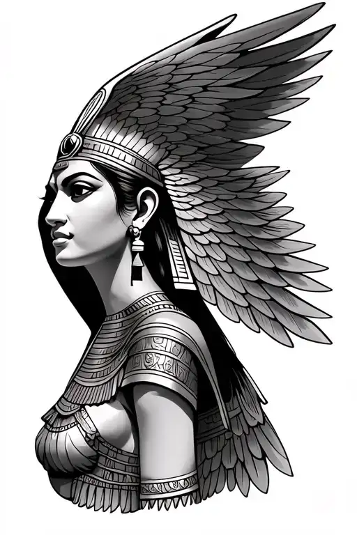 Egyptian Goddess Isis Looking Through Her Wing