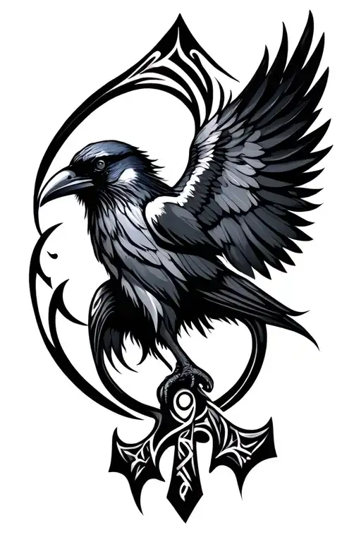 Ankh Raven Tribal