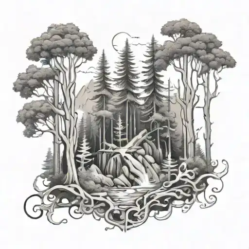 A Forest Scene With Hidden Mechanical Elements