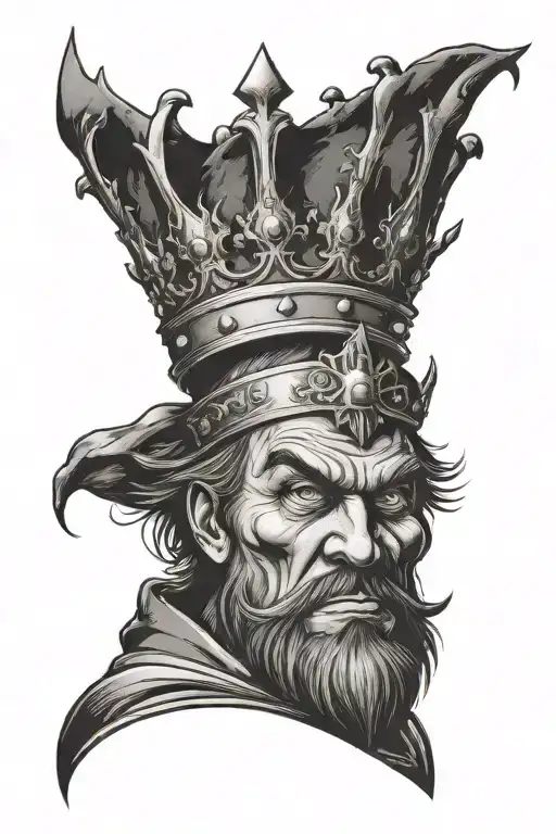 Mad King With Crown Looking