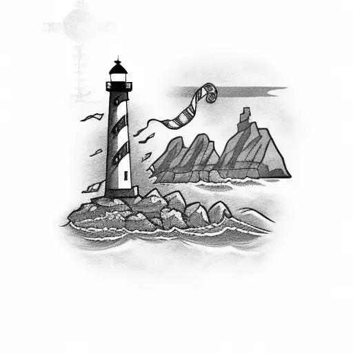Lighthouse With Anchor On Map Background