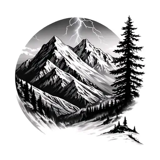 Lightning Striking Mountain