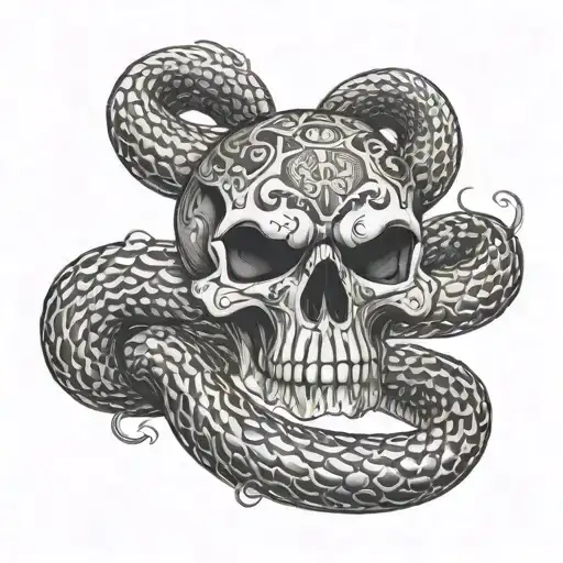 Front View On Skull Snake Wrapped