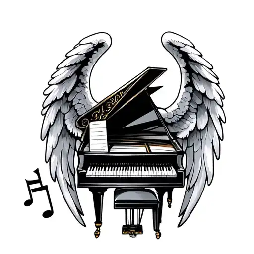 Angel Music Notes Piano Keys