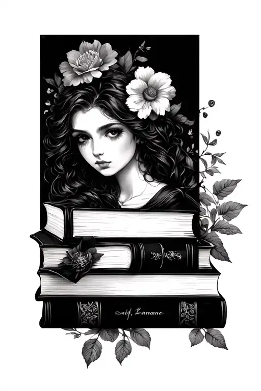 Dark Romance With Books And Flowers