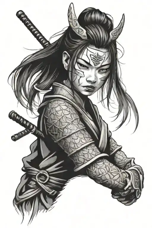 Girl Behind Samurai Mask