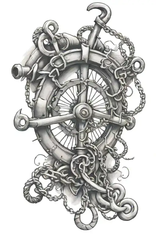 Bicycle Chained To Anchor