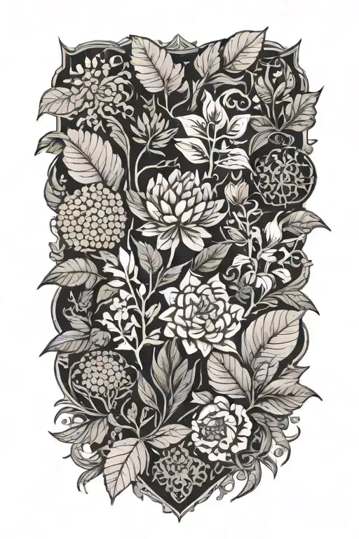 A Quilt Block Made Up Of Different Plants