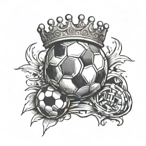 Handshake Mixed With Soccer Ball And Crown