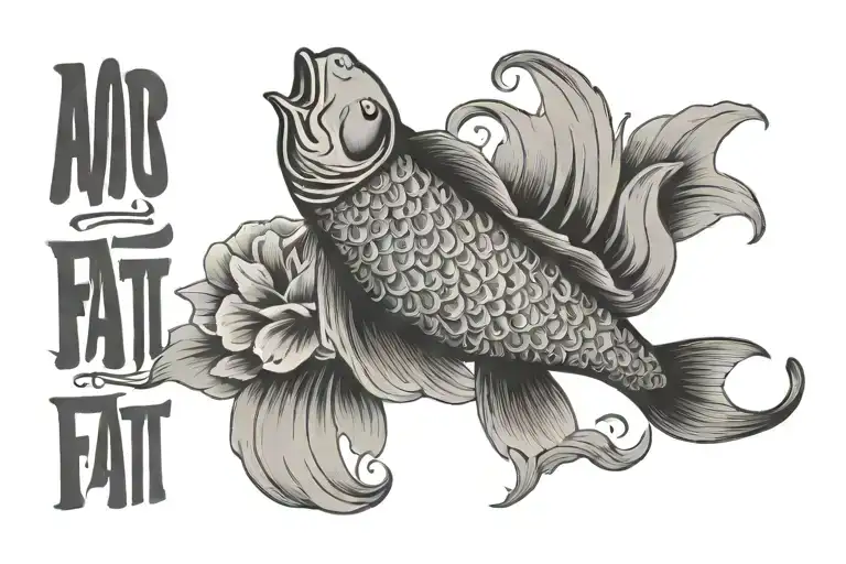 Amor Fati Text In Koi Fish Round In Ankle