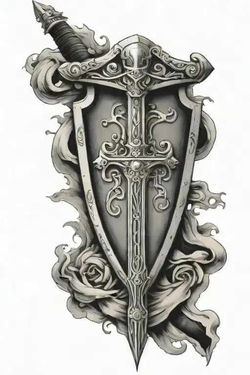 A Sheild With A Sword Going Through It