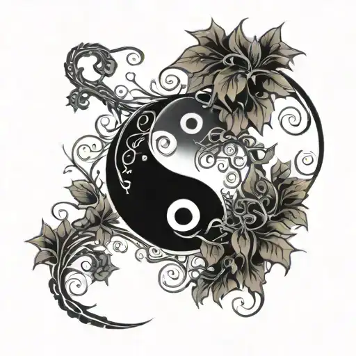 Yin And Yang Symbol Made Out Of Vines Wrapping