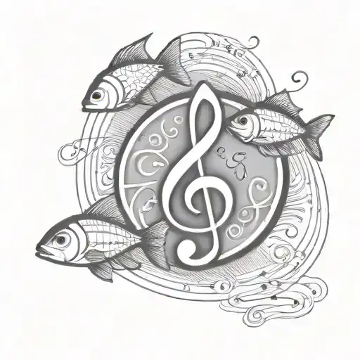 Small School Of Fish Swimming As The Shape Of A Musical Staff Sheet Music