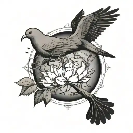 Poison Tree With A Dove With Date In The Dove With Clouds Around The Poison Tree