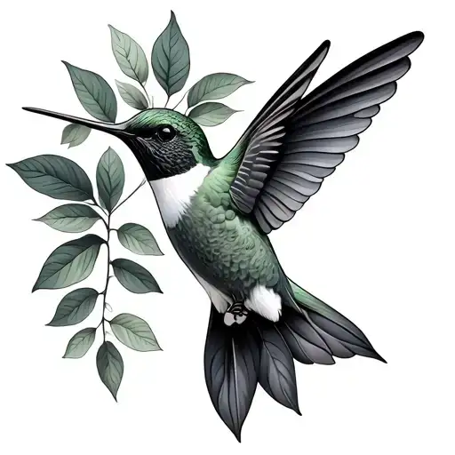Hummingbird And Leaves
