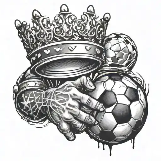 Shaking Hands Mixed With Soccer Ball And Crown