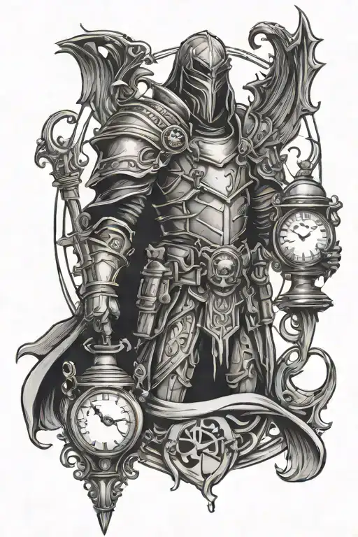 Goth Knight Holding Hourglass