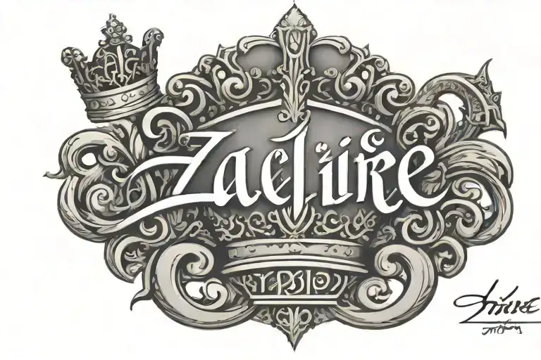 Zaire In Cursive With Scorpio Designs And A King Crown