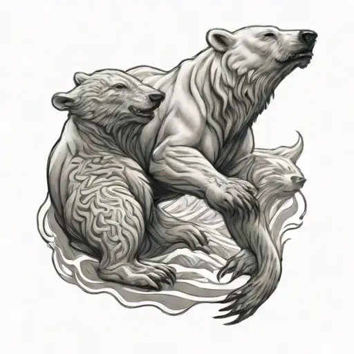 Fantasy Polar Bear Battle Scene