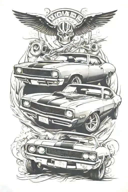 Whiskyglass And Muscle Car