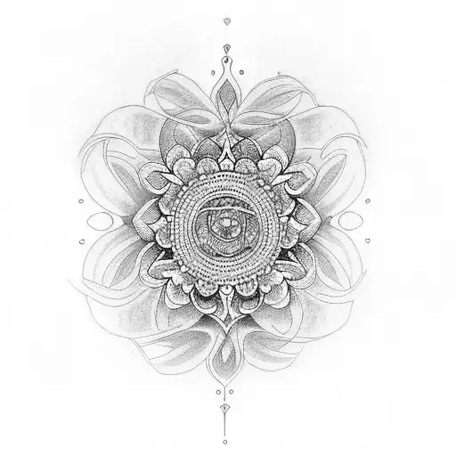Design A Dotwork Tattoo That Combines Floral Motifs With Religious Symbolism