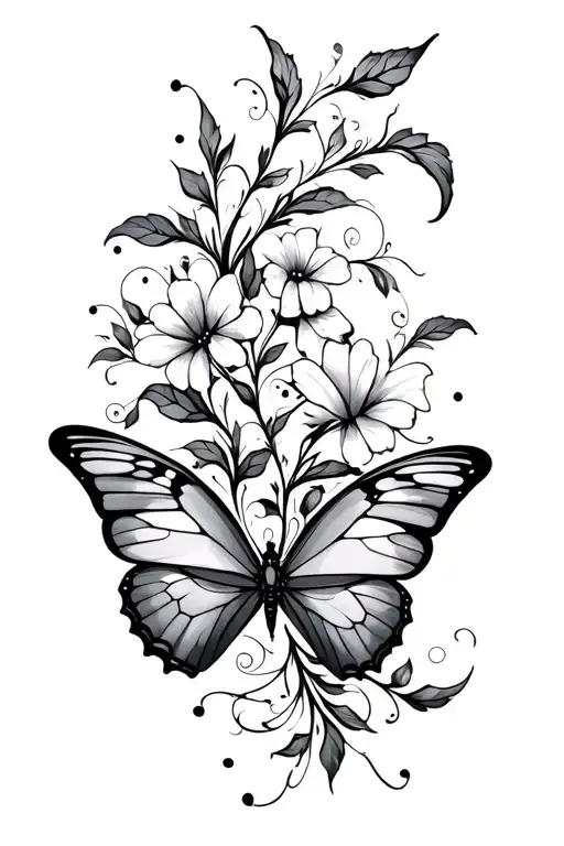 Floral Vine Thin Long Butterfly