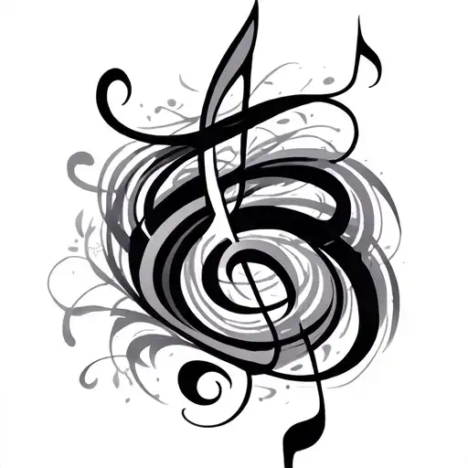 Tribal And Music Notes Intertwined