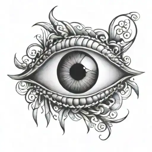 Evil Eye Looking Out Of Stitches Wound