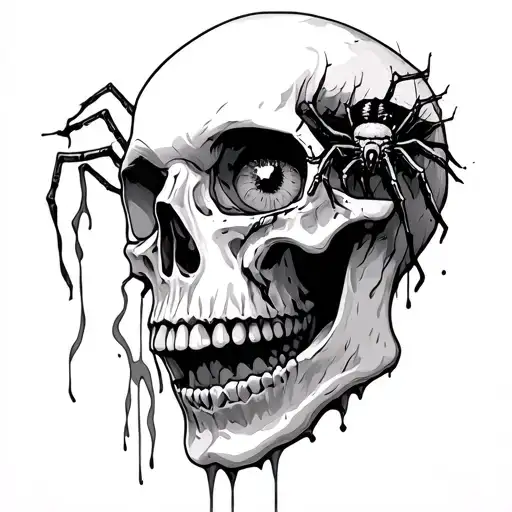 Decaying Skull With Spider Crawling Out Of Eye